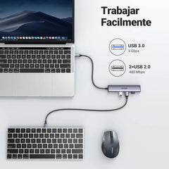 Adaptador UGreen 5 In 1 USB-C Multifunction Adapter - Gris