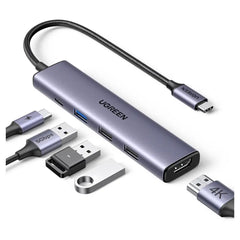 Adaptador UGreen 5 In 1 USB-C Multifunction Adapter - Gris