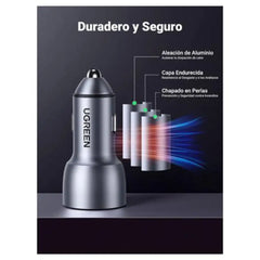 Cargador para Carro UGreen 2-Port Fast Car Charger 52.5w - Negro