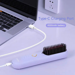 Peine Eléctrico Bomidi Alisador de Cabello Inalámbrico HB2 - Lila