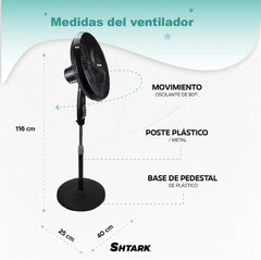 Ventilador de Pedestal Shtark 16" (2pzs) - Negro