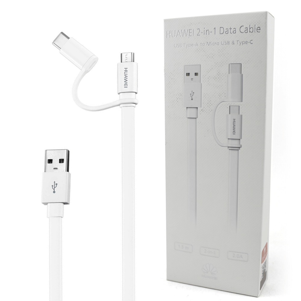 Cable USB 2 EN 1 C y Micro USB 1m - Blanco - iMports 77
