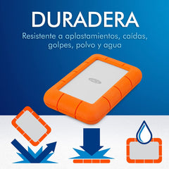 Disco Duro Externo LaCie Rugged USB-C All-Terrain Mobile 2TB - Naranja