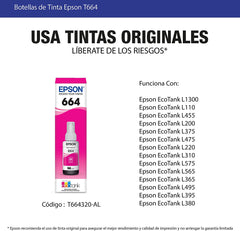 Botella de Tinta Epson Ecotank 664 - Magenta