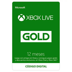 Tarjeta Xbox Live Gold / Suscripción 12 mes / Xbox One / Xbox 360 / Código digital