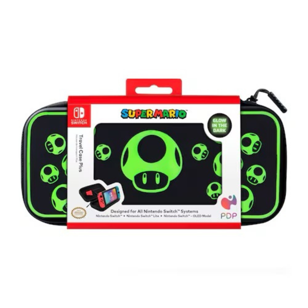Estuche de Viaje PDP Nintendo Switch Travel Case Plus Glow - 1-UP Negro/Verde