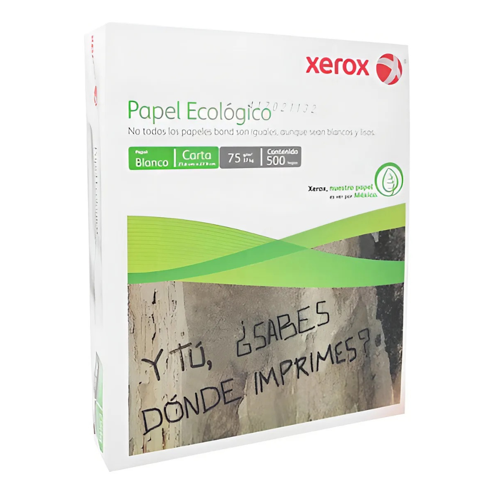 Paquete de Hojas de Papel Xerox Papel Ecologico Blanco Carta  500 hojas