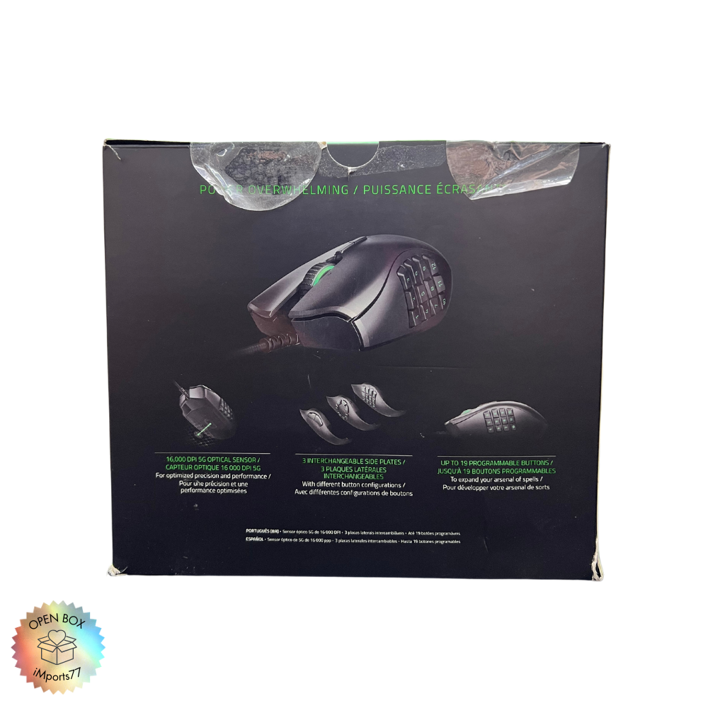 Mouse Alámbrico Gamer Razer Naga Trinity - Negro OPEN BOX