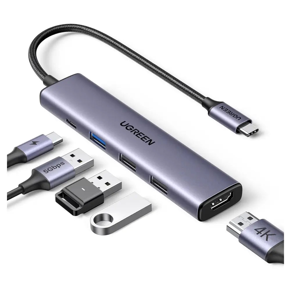 Adaptador UGreen 5 In 1 USB-C Multifunction Adapter - Gris