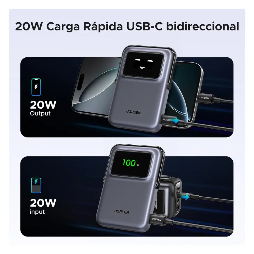 Bateria UGreen UNO Magnetic Wireless Power Bank 20w 10000mAh - Negro