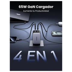 Cargador UGreen Nexode 65w Desktop Charger (2 USB-C 2 USB-A) - Gris