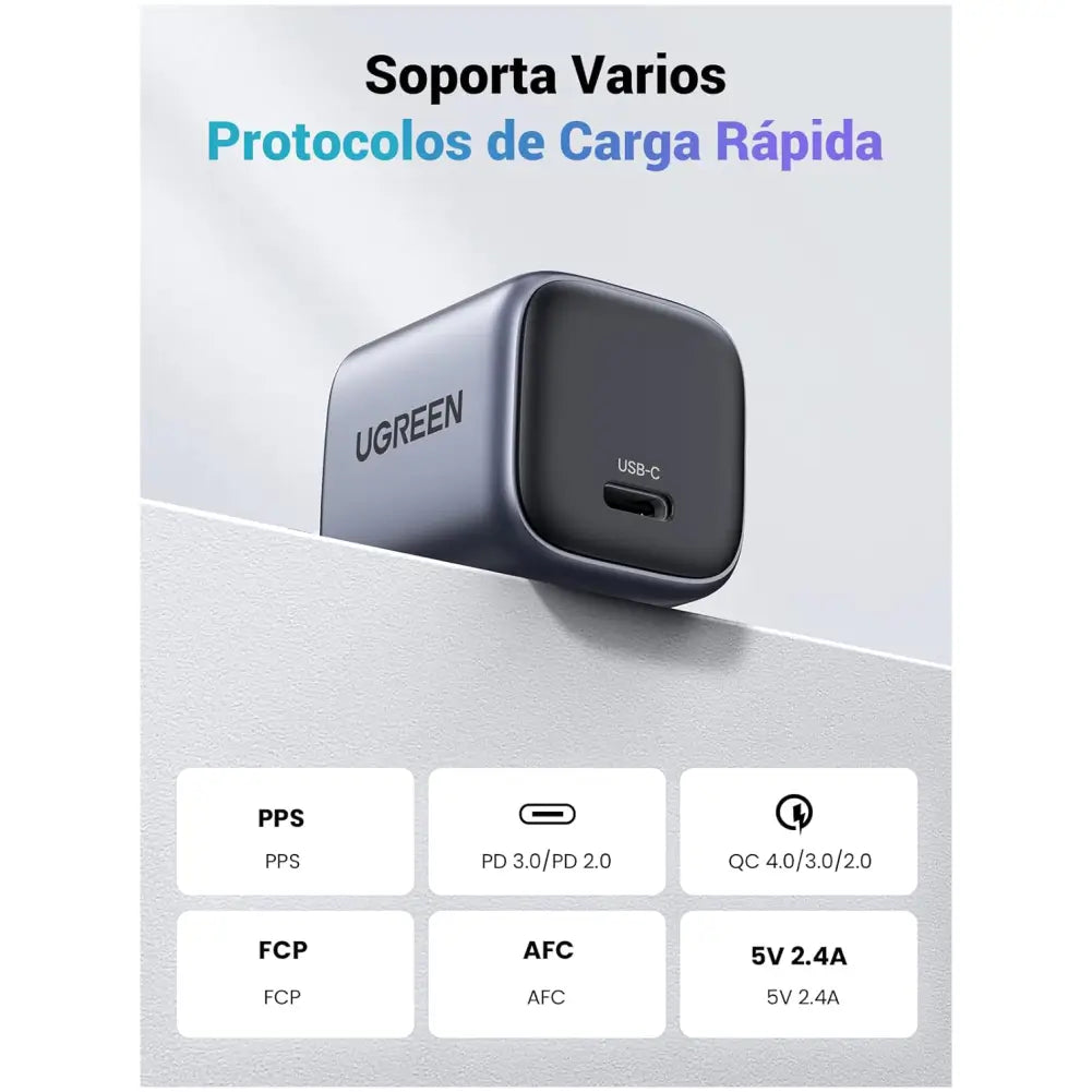 Cargador UGreen Nexode USB-C PD GaN Fast Charger 30w (USB-C) - Gris