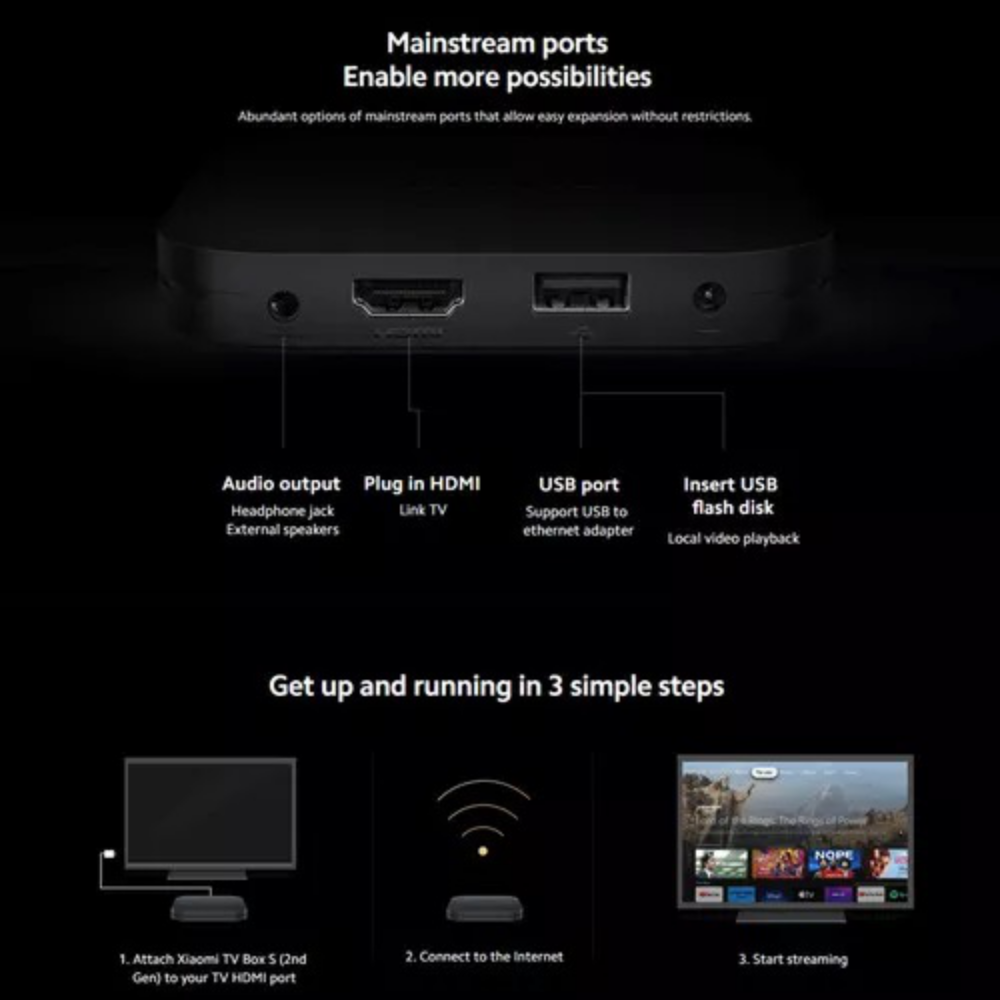Dispositivo Streaming Xiaomi TV Box S 4k 2a Gen - Negro – iMports 77