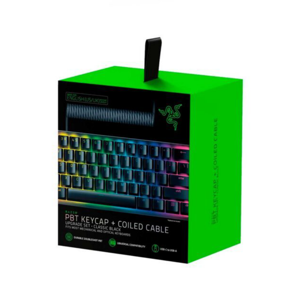 Kit de Teclas Razer PBT Keycap + Coiled Cable Upgrade Set (Ingles) - Negro