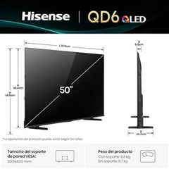 Pantalla Hisense 50" VIDAA QLED 4K 50QD6QV - Negro