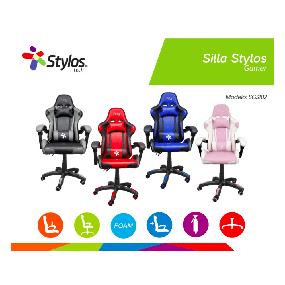 Silla Gamer Stylos Tech - Rosa