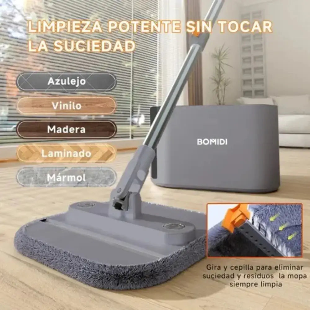 Trapeador Giratorio con Cubeta Escurridora Bomidi M20 - Gris
