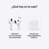Audífonos Inalámbricos Apple Airpods 4 Cancelación Activa de Ruido (ANC) (Blanco) - Móvil