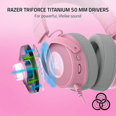 Audífonos Alámbricos Razer Kraken Kitty V2 Pro Quartz (Rosa) - PC