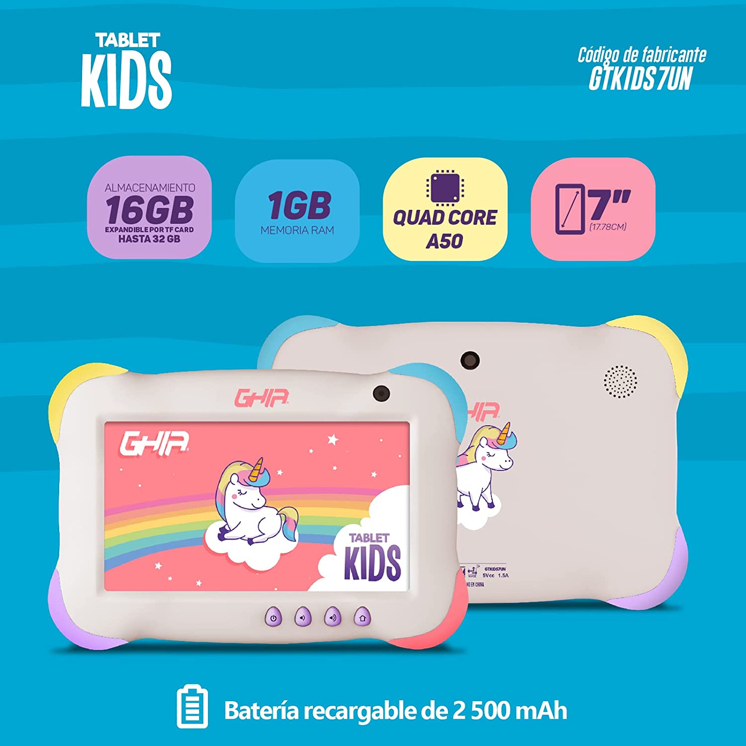 Tablet Ghia Kids 7" 2+32Gb - Unicornio