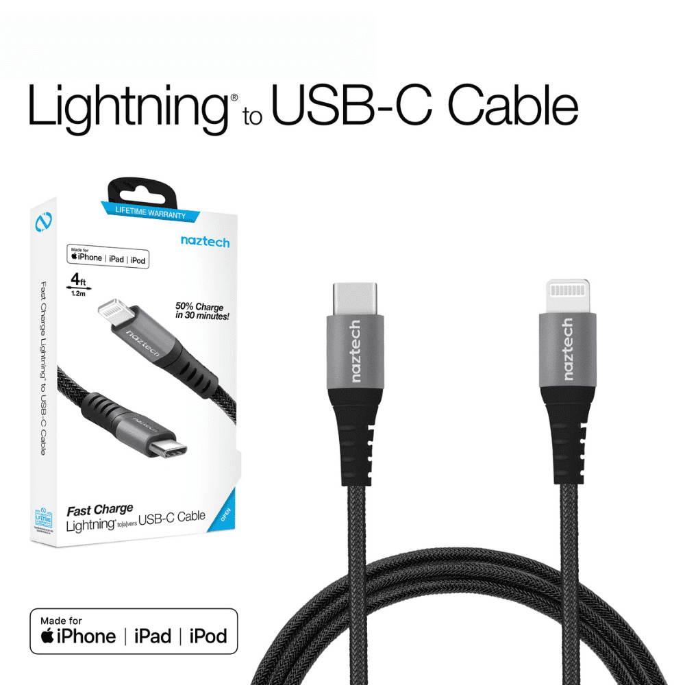 Cable iPhone Naztech lightning a Usb C 1.2m Trenzado - iMports 77