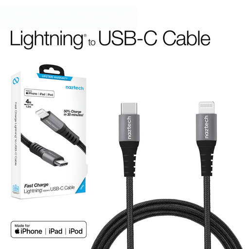 Cable iPhone Naztech lightning a Usb C 1.2m Trenzado - iMports 77