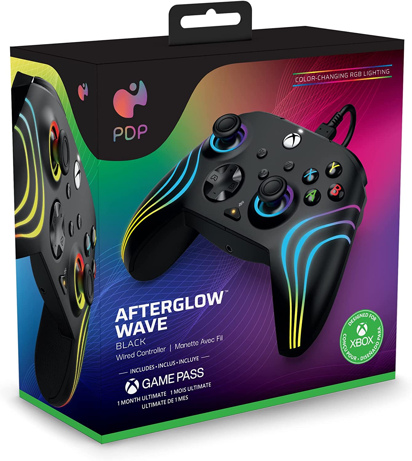 Control Alámbrico PDP Gaming Afterglow Wave (Negro) - XBOX One / Series S/X / PC