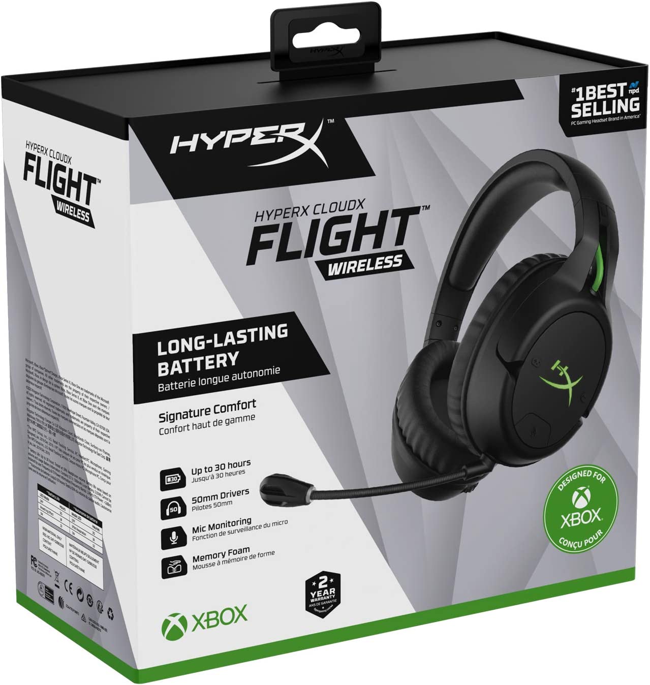 Audífonos Inalámbricos Gamer HyperX CloudX Flight (Negro) - XBOX One / Series S/X / PC