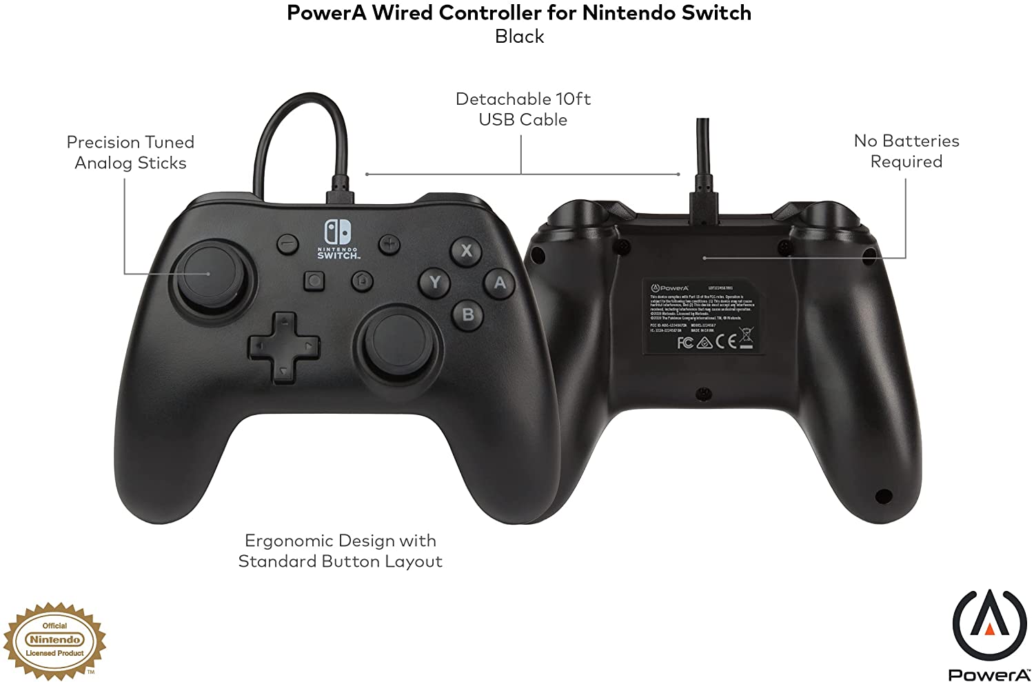 Control Alámbrico PowerA Nintendo Switch - Negro
