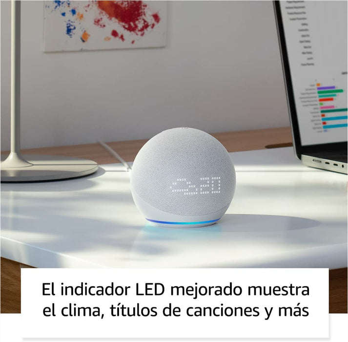 Amazon Echo Dot 5a Gen con Reloj (Con Alexa) - Blanco
