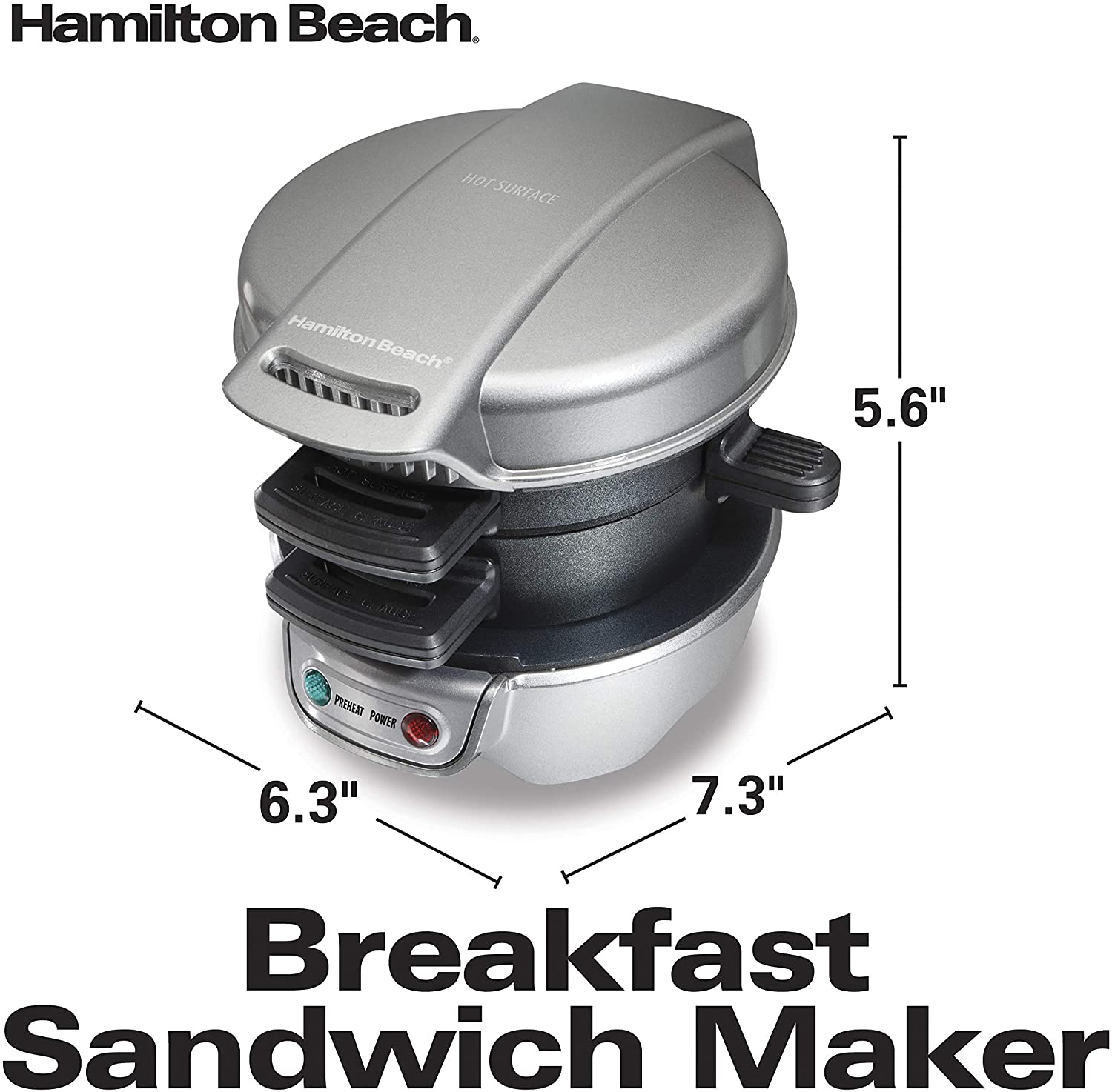 Parrilla Eléctrica Hamilton Beach Breakfast Sandwich Maker - Gris