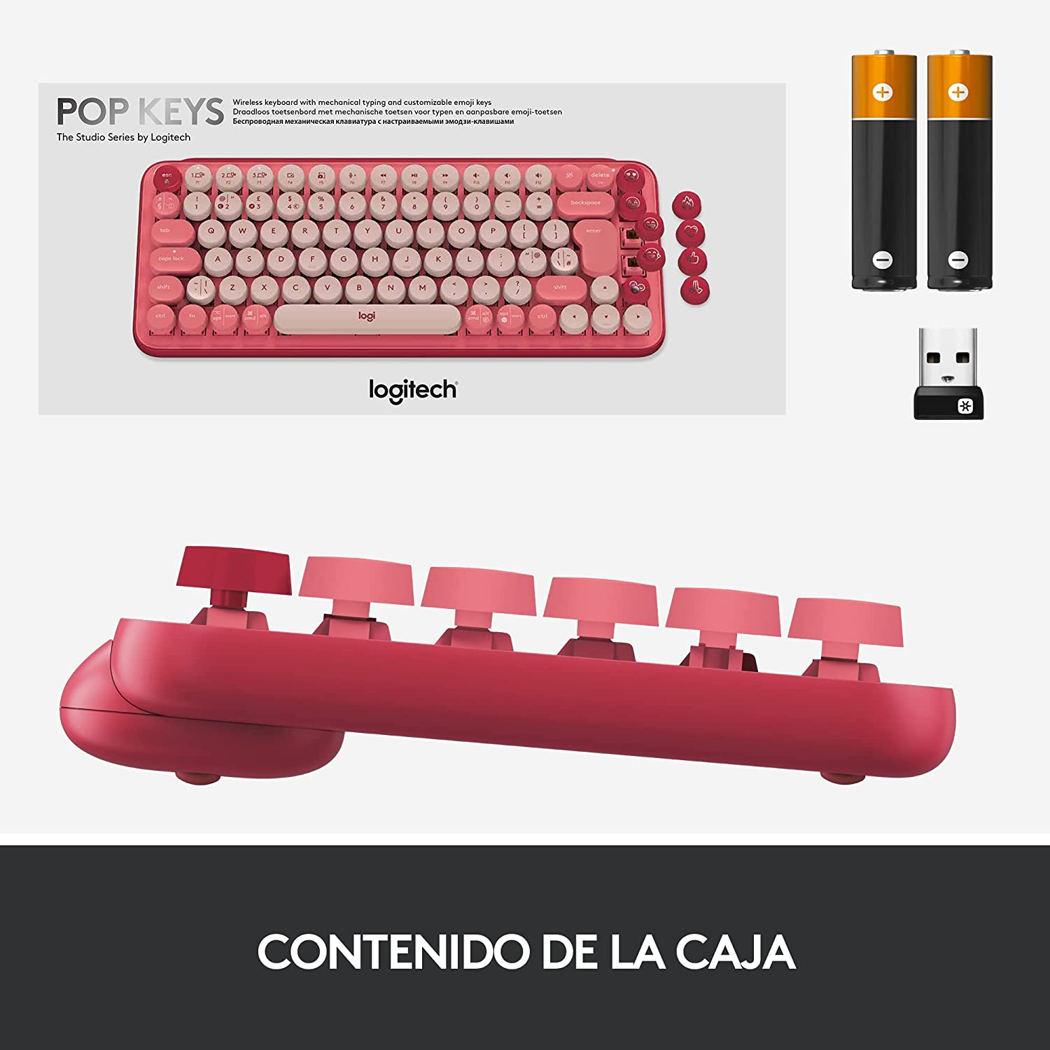 Teclado Inalámbrico Logitech Pop Keys (Español) - Rosa/Rojo (Heartbreaker)