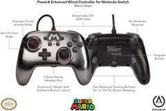 Control Alámbrico PowerA Super Mario Silver - Nintendo SWITCH