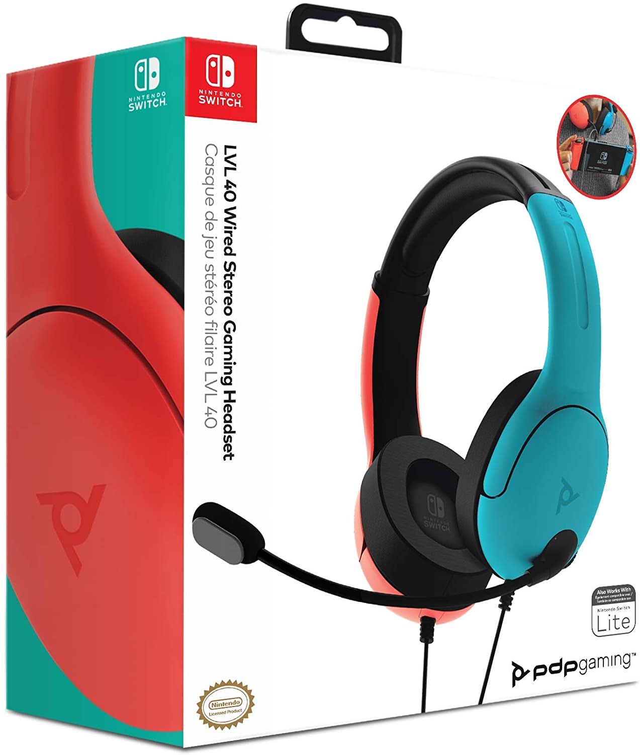 Audífonos Alámbricos PDP Gaming LVL 40 Stereo Gaming Headset (Rojo/Azul) - Nintendo Switch