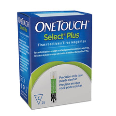Tiras Medidoras de Glucosa One Touch Select Plus - 25 Piezas